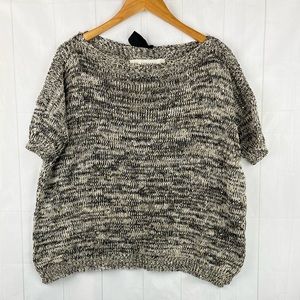 Zara Knit Gold and Black Shirt Sleeve Top Size M